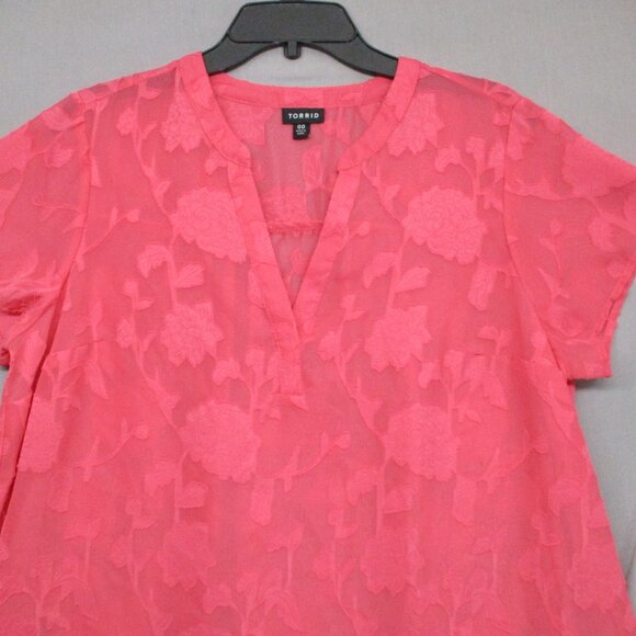 Torrid Floral Sheer Tunic Top Pink Women Size | 00 - Picture 3 of 11
